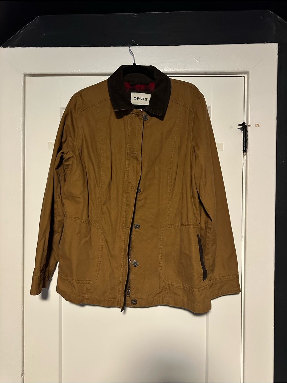 Orvis Women’s Brown Barn Jacket Corduroy Collar and Detail - Size L